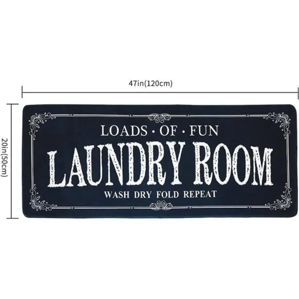 Laundry Room Rug & Non Slip Mats Bathroom Decor Accessories(Black, 20 X 47 inch)